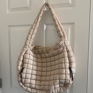 FP Movmebt Quilted Cream Carryall Hobo Bag